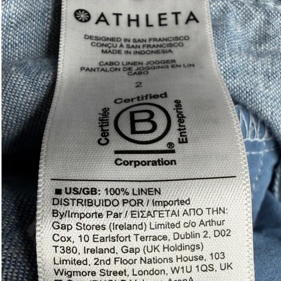 Athleta 100% Linen Cabo Jogger Pants size 2 Light Blue - Picture 3 of 9